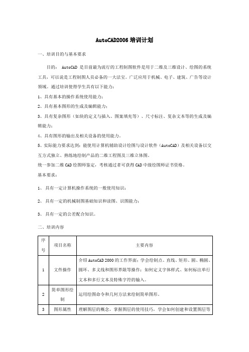 机械工程系Auto  CAD培训计划