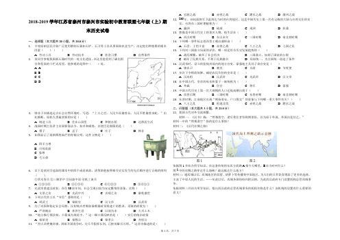 2018-2019学年江苏省泰州市泰兴市实验初中教育联盟七年级(上)期末历史试卷解析版