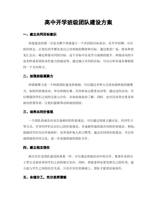 高中开学班级团队建设方案