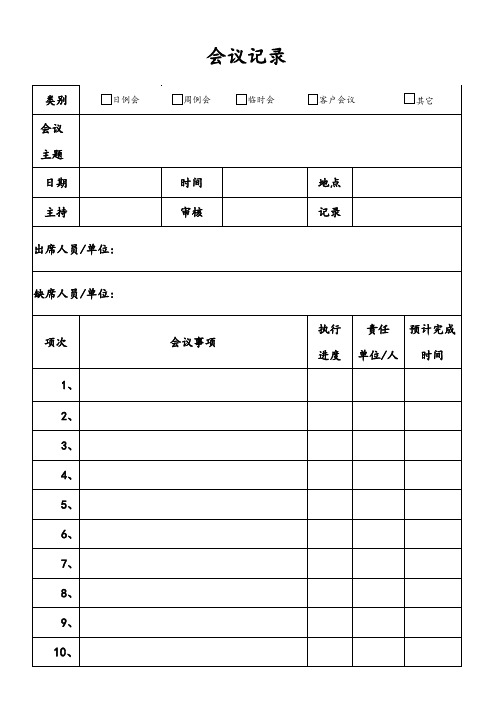 会议记录表与会议通知单(标准版)