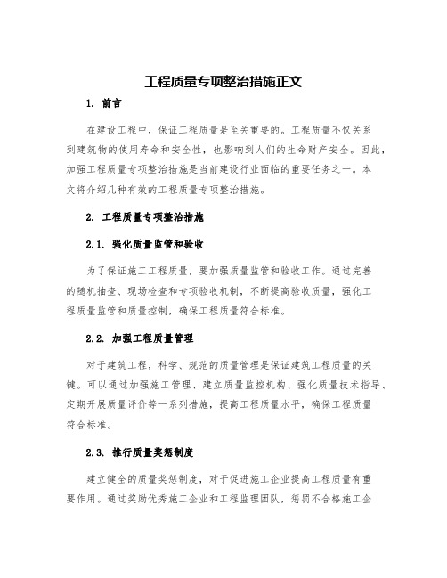 工程质量专项整治措施正文