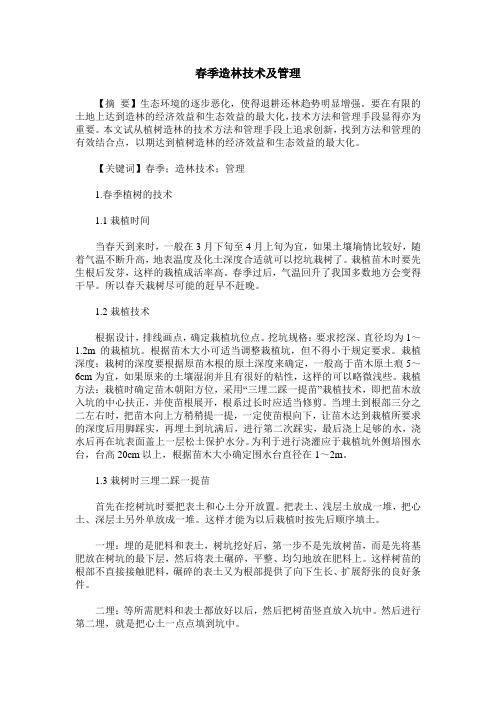 春季造林技术及管理