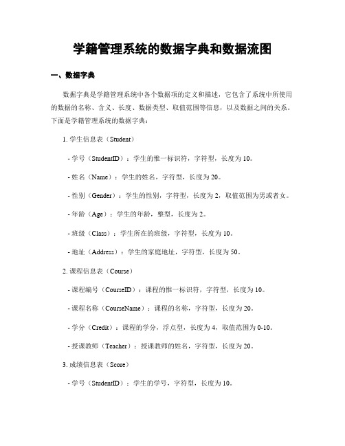 学籍管理系统的数据字典和数据流图