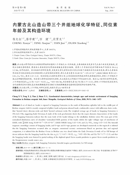 内蒙古北山造山带三个井组地球化学特征、同位素年龄及其构造环境