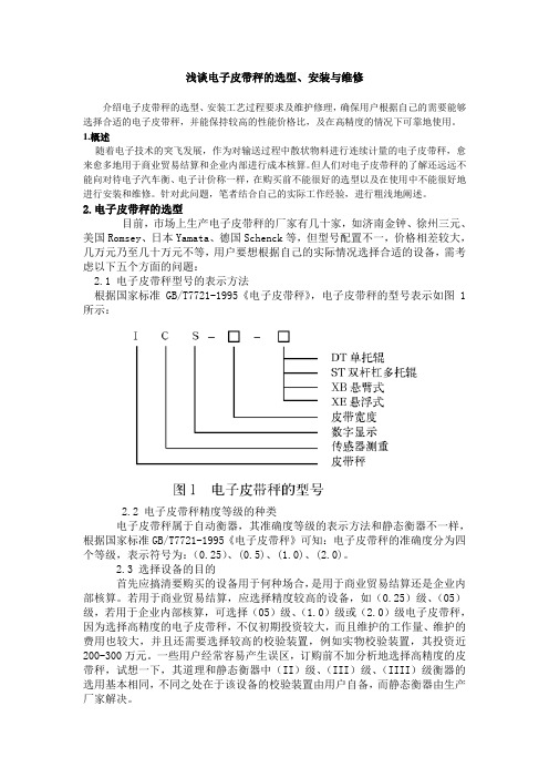 浅谈电子皮带秤的选型