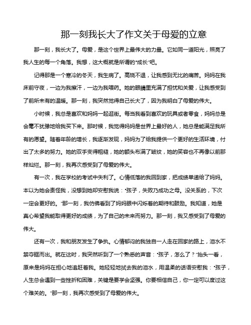 那一刻我长大了作文关于母爱的立意