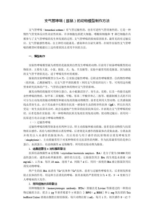 支气管哮喘(豚鼠)的动物模型制作方法