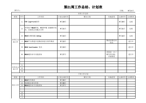 软件开发工作周总结和计划表