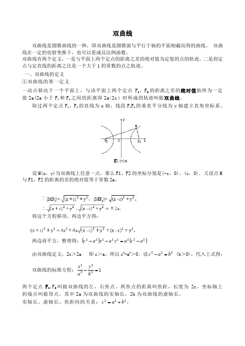 (完整)高中数学解析几何双曲线性质与定义