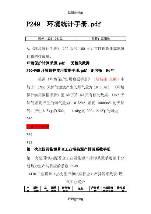 燃气锅炉污染物排放参数之欧阳数创编