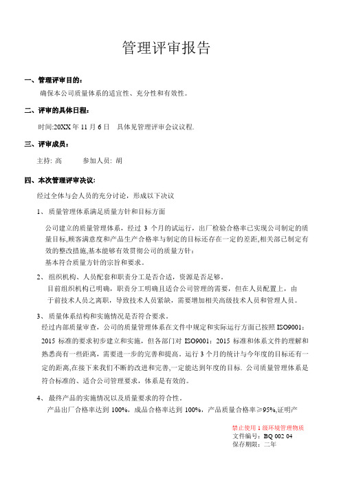 管理评审报告