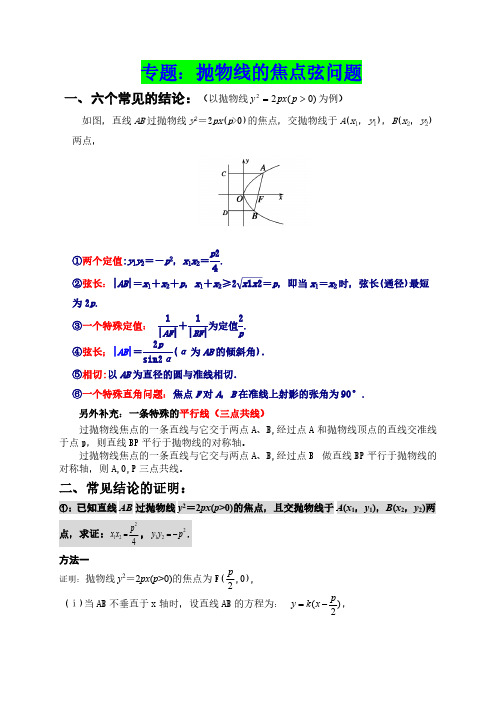 【06】专题讲座：抛物线的焦点弦