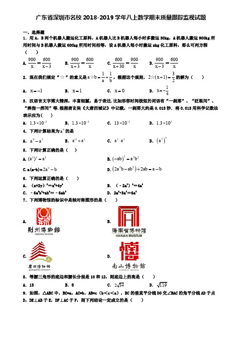 广东省深圳市名校2018-2019学年八上数学期末质量跟踪监视试题