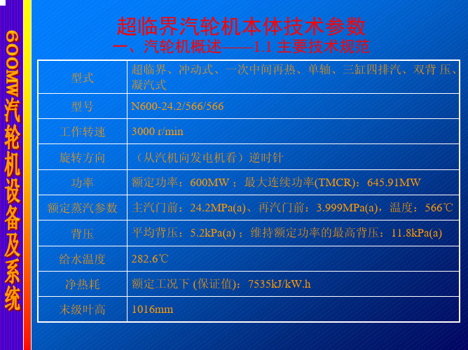 01_汽轮机本体技术参数