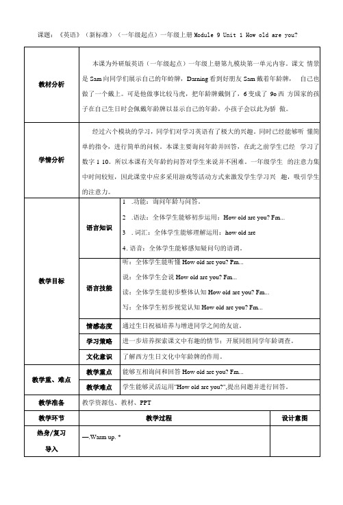 小学英语外研新标准一年级上册(2022年更新)Module9M9U1