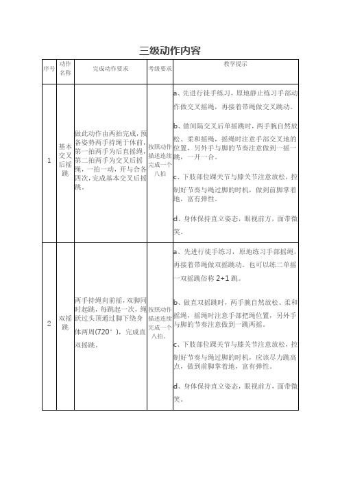 花样跳绳三级动作内容