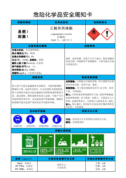 乙酸异丙烯酯-危险化学品安全周知卡