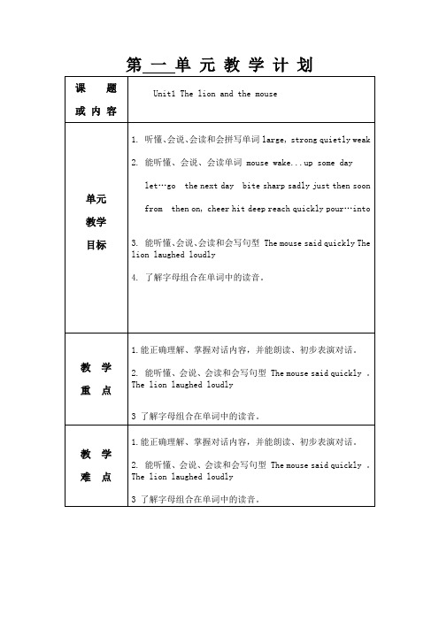 南京牛津译林六年级英语下册各单元教学计划