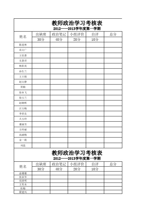 政治学习考核表