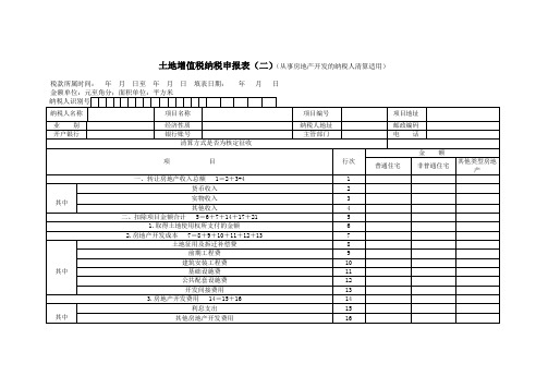 土地增值税纳税申报表(二)(从事房地产开发的纳税人清算适用)