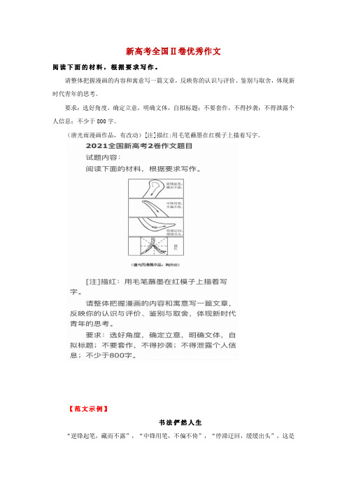 2021新高考全国Ⅱ卷优秀作文：书法俨然人生