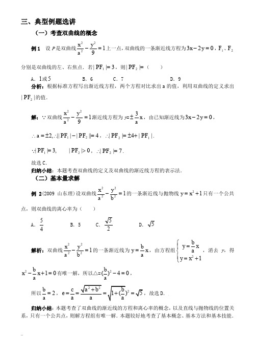 双曲线 题型归纳 含答案