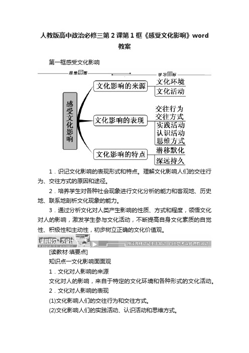 人教版高中政治必修三第2课第1框《感受文化影响》word教案