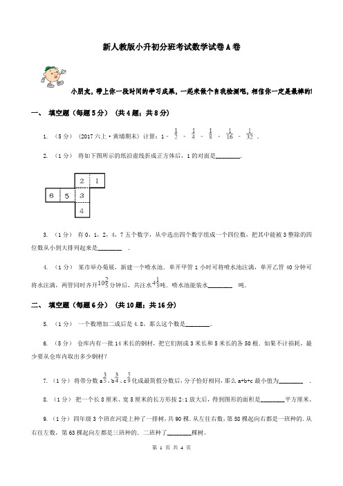 新人教版小升初分班考试数学试卷A卷