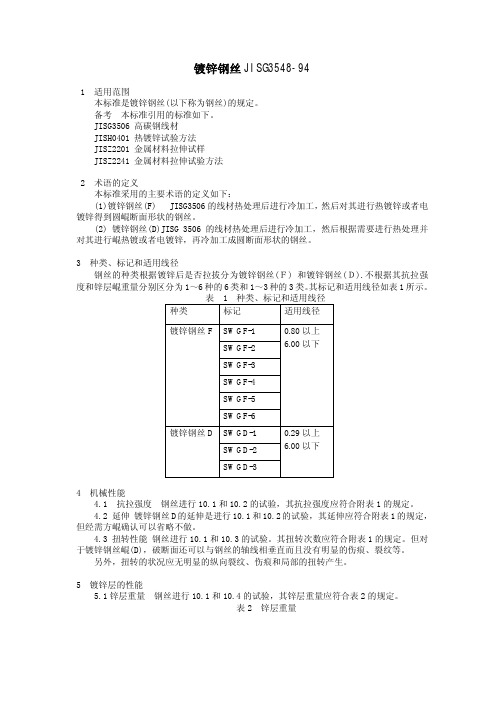 JIS G3548-1994 镀锌钢丝 中文版