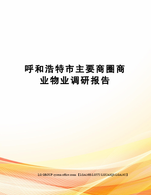 呼和浩特市主要商圈商业物业调研报告