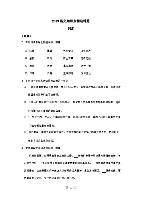 备战中考语文知识点精选精炼词汇共6页word资料