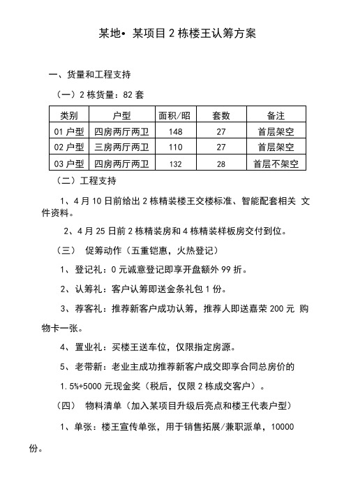 楼盘房地产楼王认筹营销策划方案