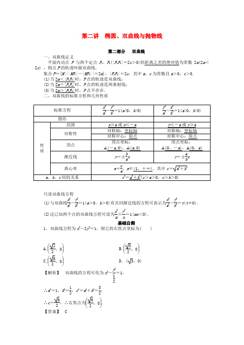 2016届山东省济宁市高考数学理讲练练习第2讲双曲线(新人教A版)