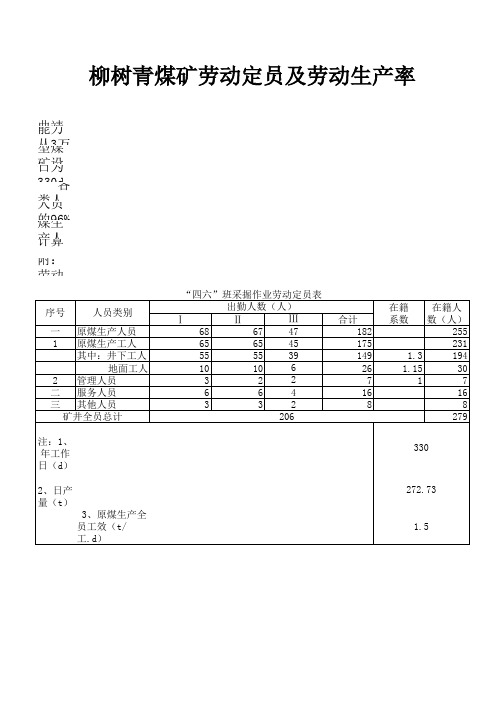 劳动定员表