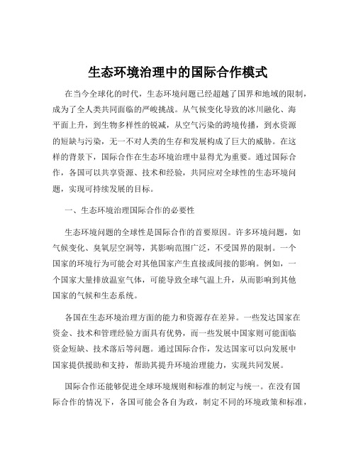 生态环境治理中的国际合作模式