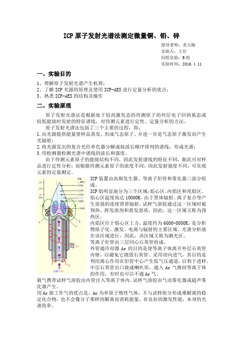 ICP原子发射光谱法测定微量铜、铅、锌