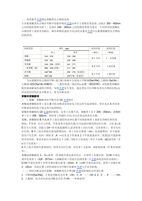 利用紫外光谱测定黄酮类化合物的结构