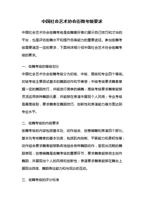 中国社会艺术协会街舞考级要求