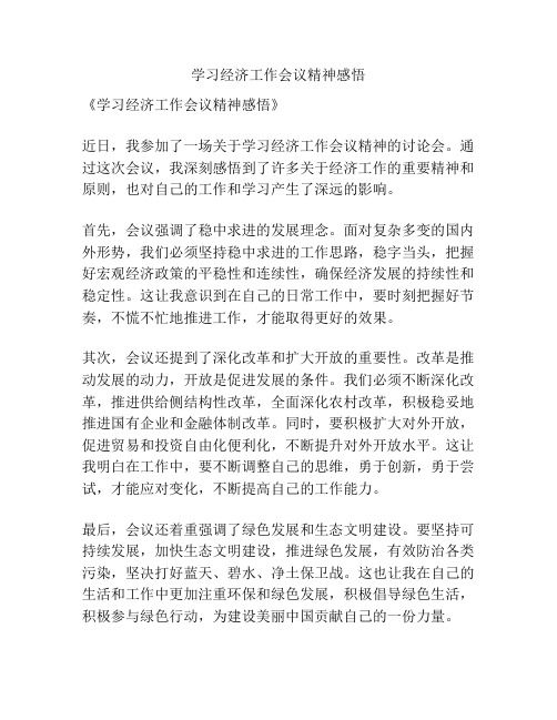 学习经济工作会议精神感悟