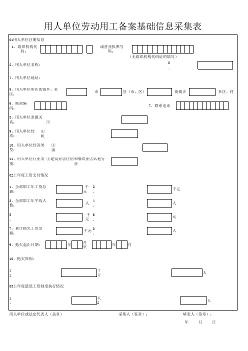 用人单位劳动用工备案基础信息采集表(附件3)