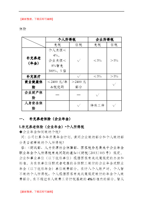 所得税汇算清缴-年金、补充医疗保险总结(完整资料).doc