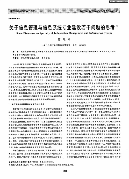 关于信息管理与信息系统专业建设若干问题的思考