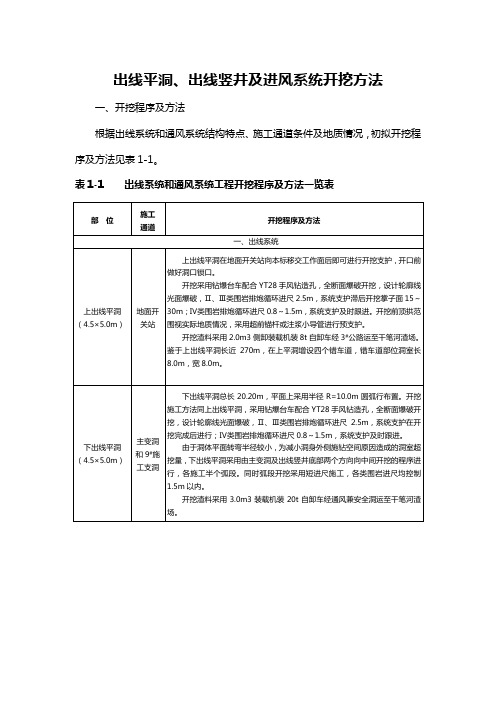 出线平洞、出线竖井及进风系统开挖方法