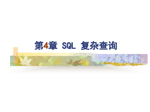 数据库应用第4章 SQL复杂查询