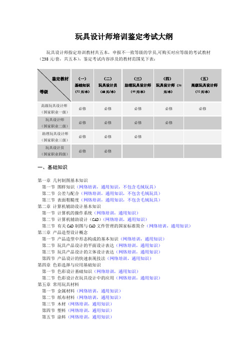 玩具设计师培训鉴定考试大纲