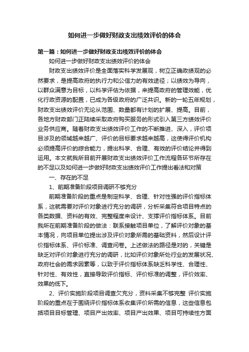 如何进一步做好财政支出绩效评价的体会