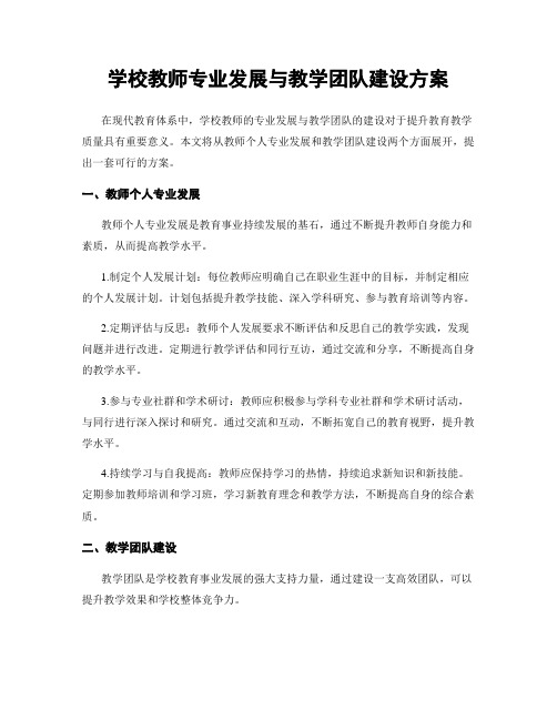 学校教师专业发展与教学团队建设方案