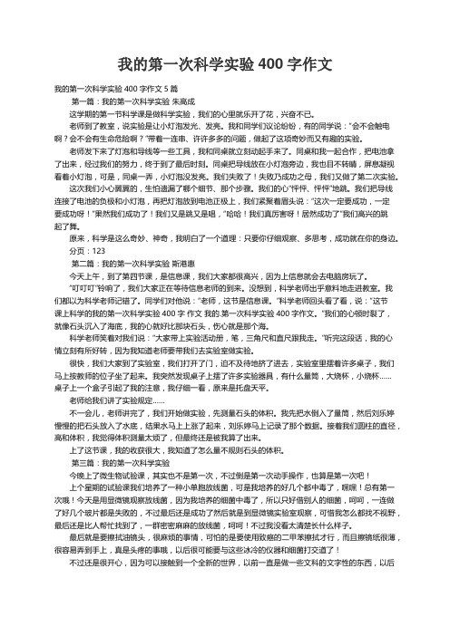 我的第一次科学实验400字作文5篇