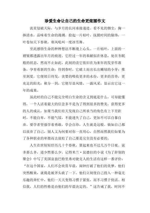 珍爱生命让自己的生命更炫丽作文