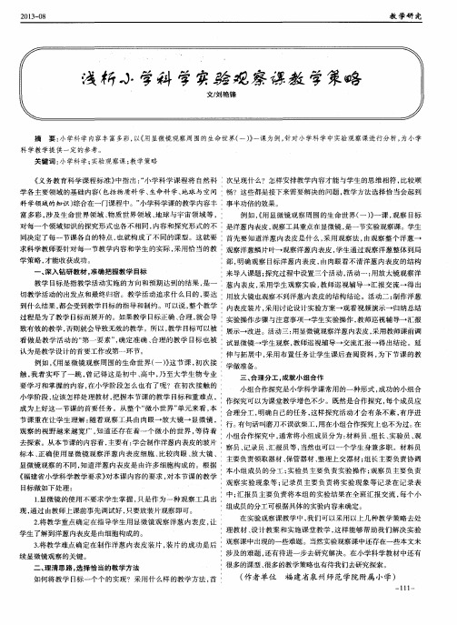 浅析小学科学实验观察课教学策略